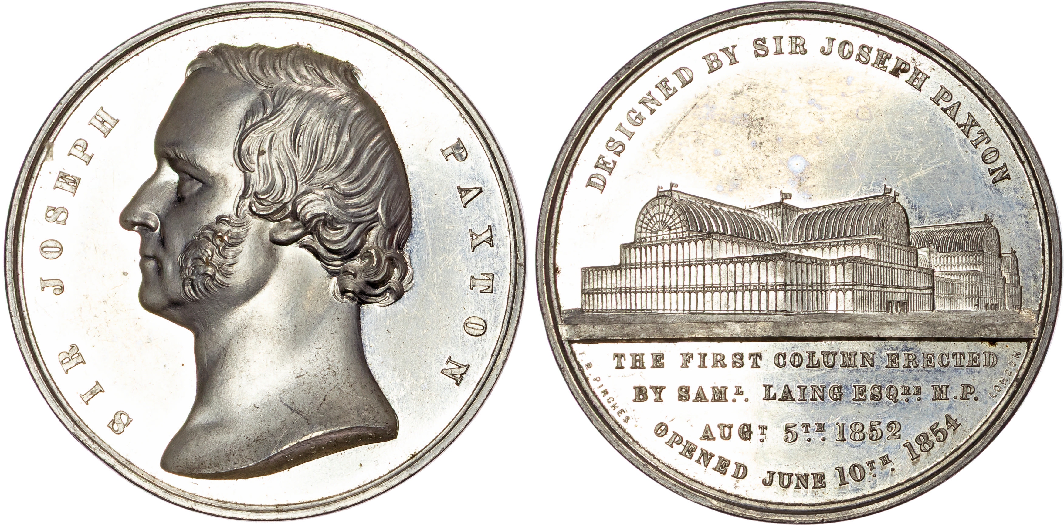 Victoria 1837-1901, Opening of Crystal Palace, 1854, White metal medal in original brass shell of issue by Pinches.