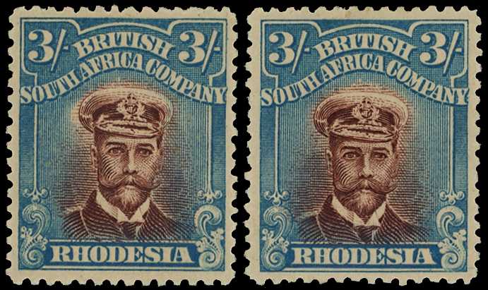 1917-20 3/- Head Die IIIA, perf 14. Two...