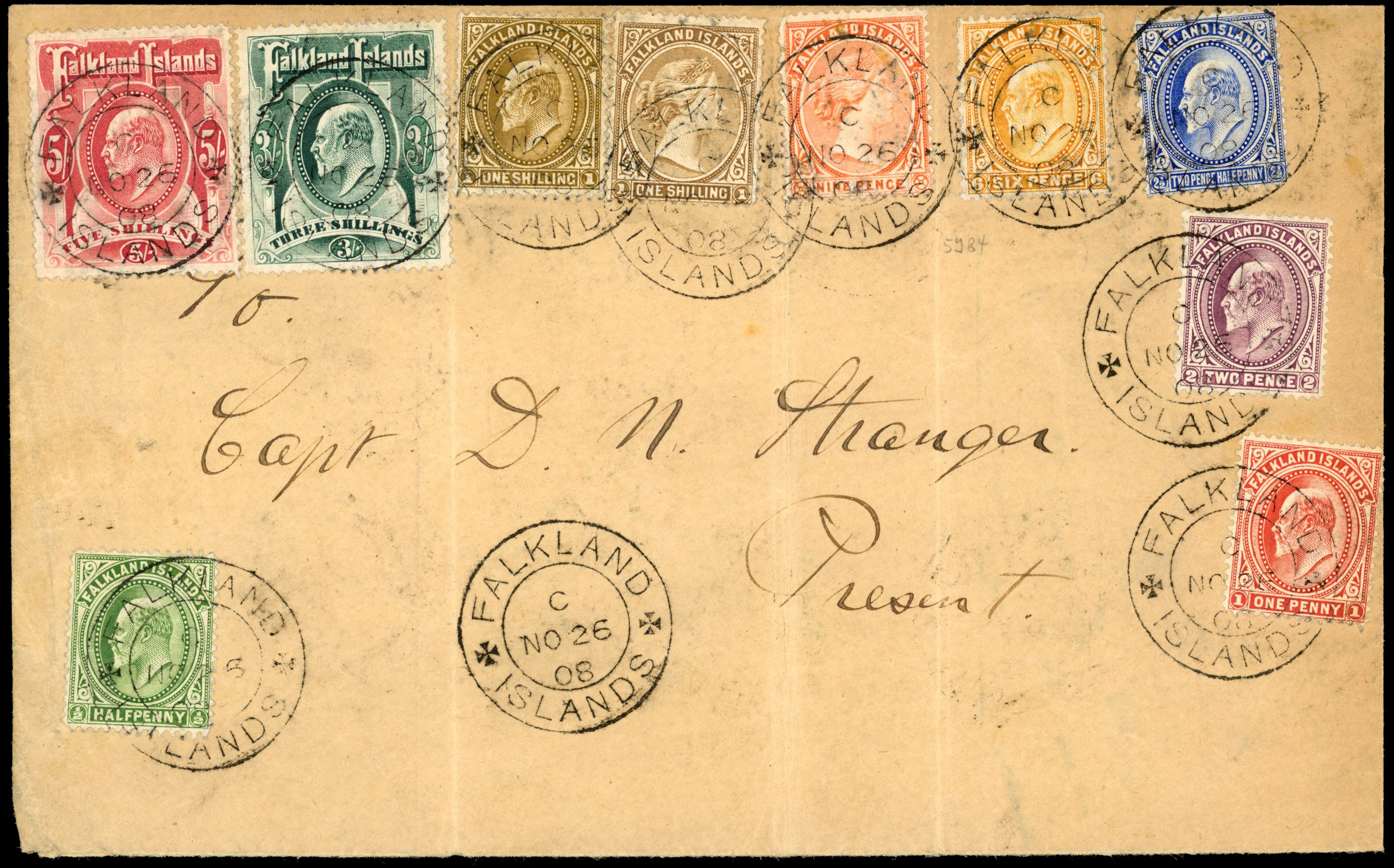 Falkland Islands 1908 philatelic cover