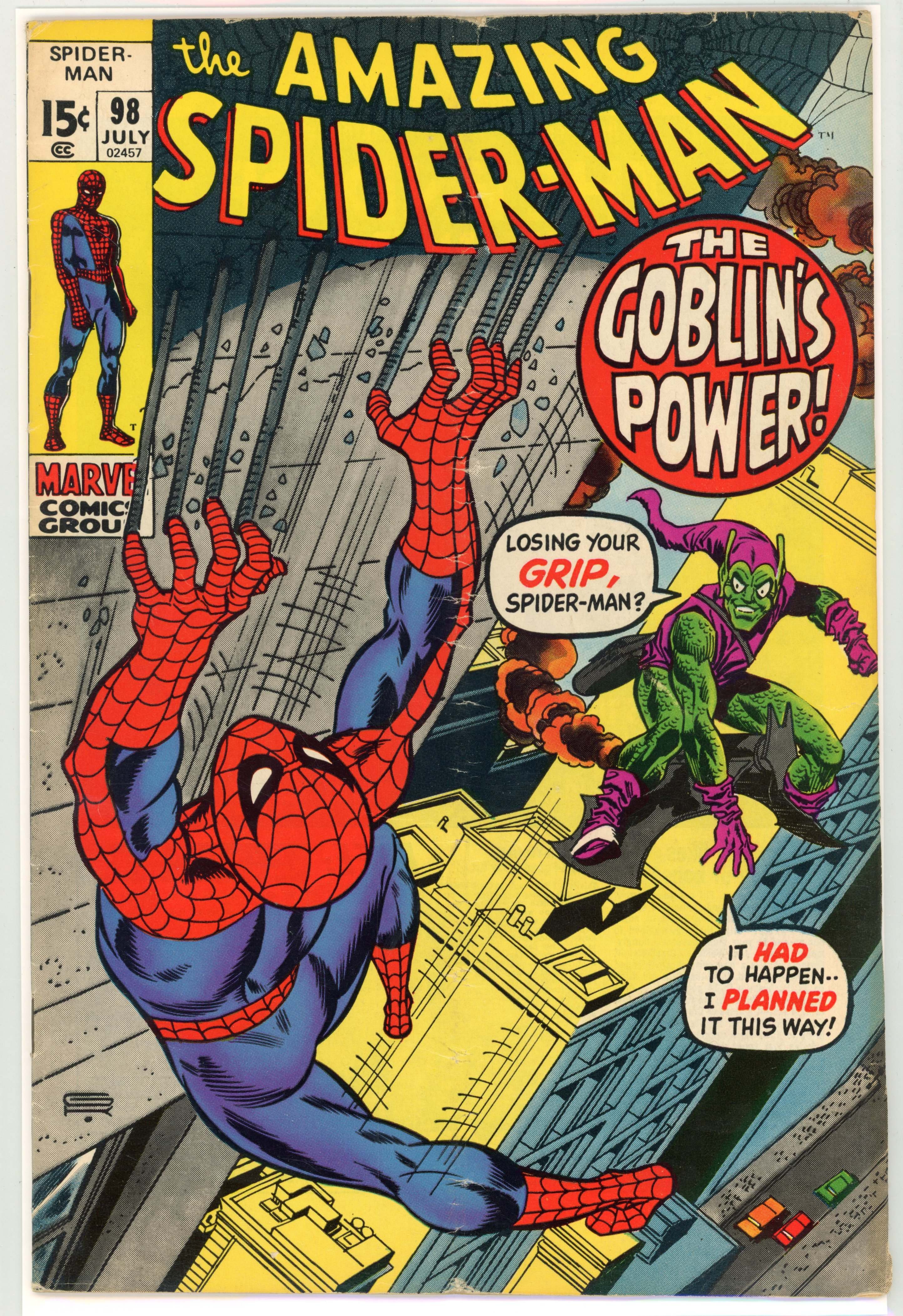Amazing Spider-Man #98 (Marvel Comics, 1971) Drug story not approved by the Comics Code Authority.