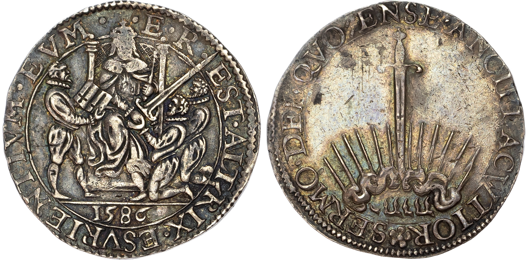 Elizabeth I (1558-1603) Assistance to the United Provinces, silver jeton (29mm/7.70gm), 1586, Dordrecht.