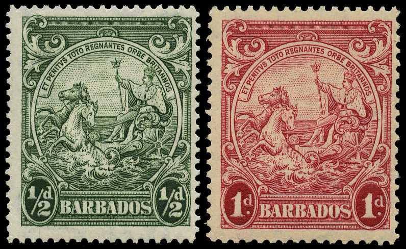 1938 ½d green perf 14 and 1d scarlet perf 13½...