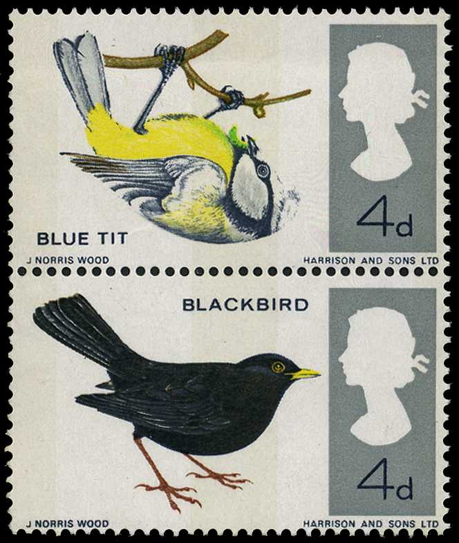 1966 Birds, phosphor, 4d blue tit and...