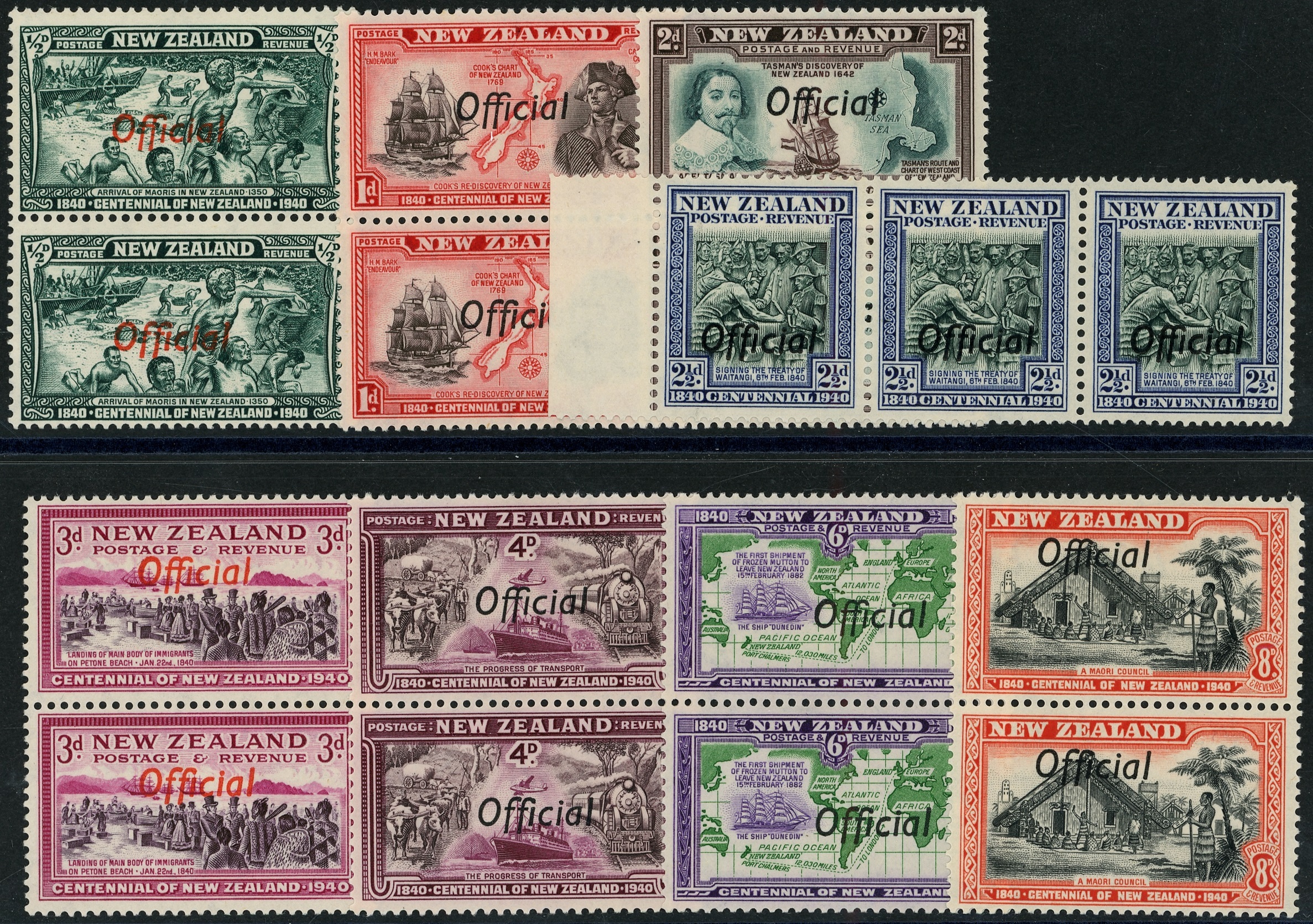 NEW ZEALAND : 1940 Officials 'ff' joined mint SG...