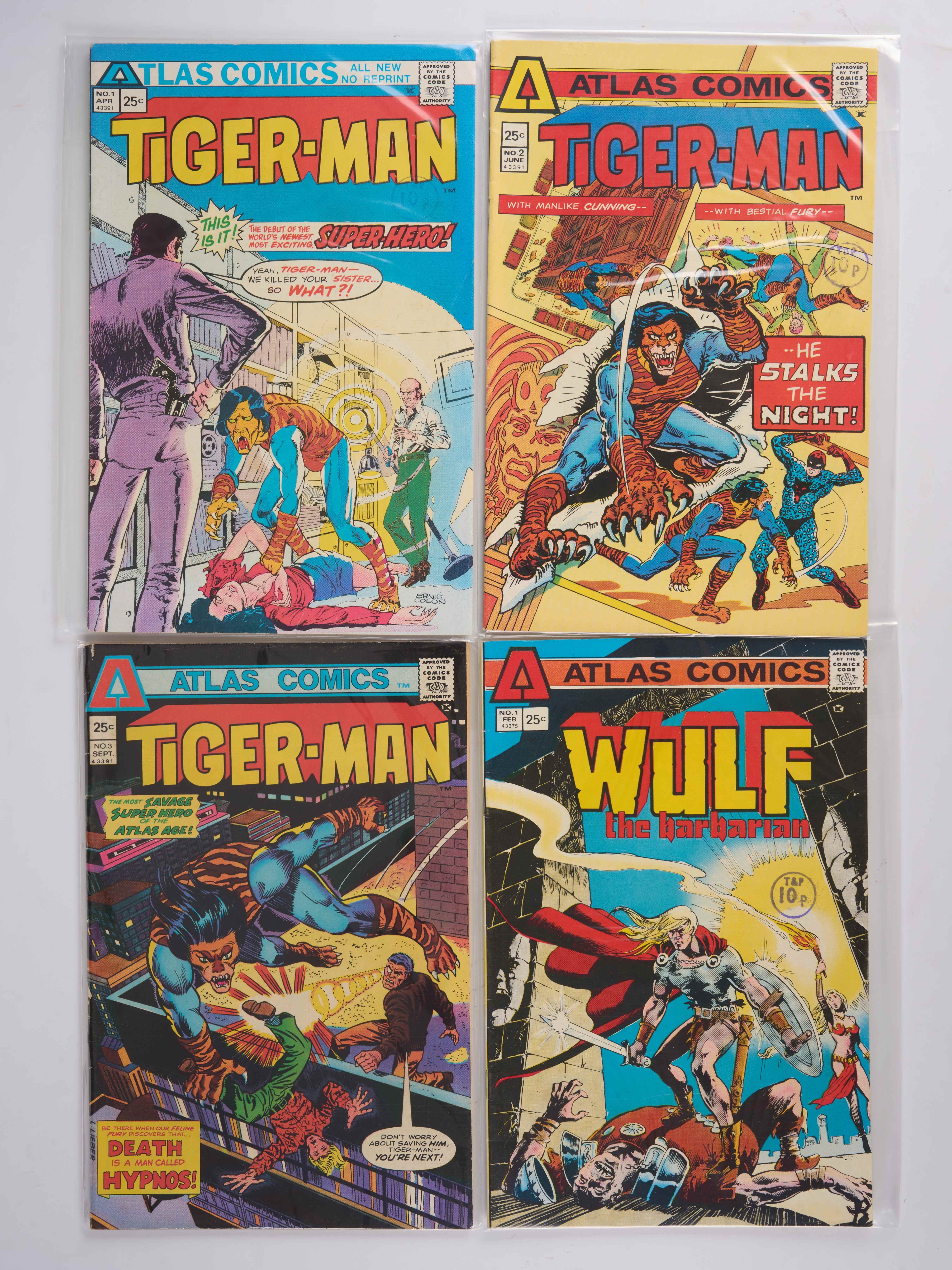 Atlas Comics Tiger-Man, Wulf the Barbarian, John Targitt and B-Man (Atlas/Harvey Thrillers, 1967-75) Bundle of 10