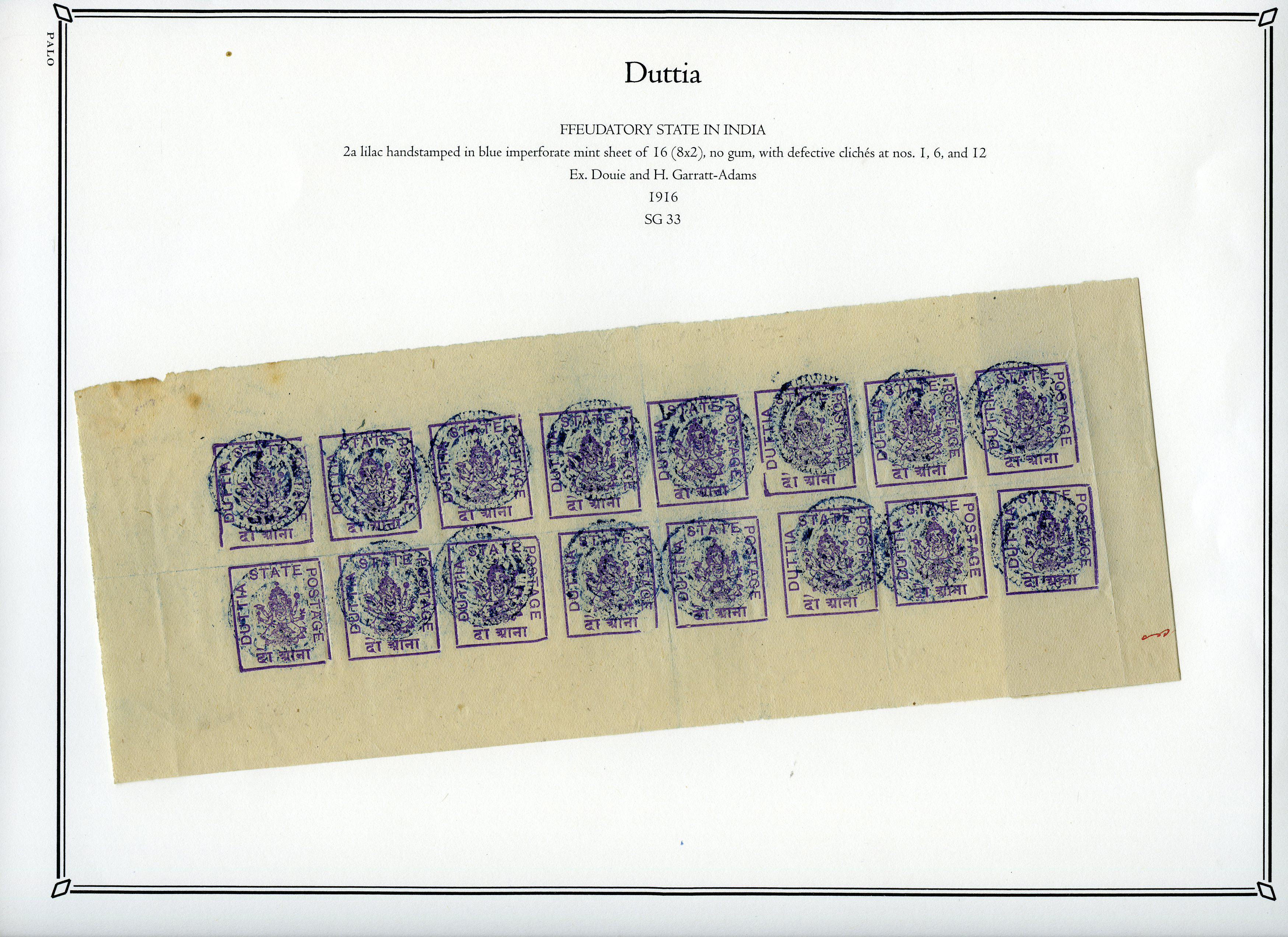 1916 2a lilac imperf, complete sheet of...