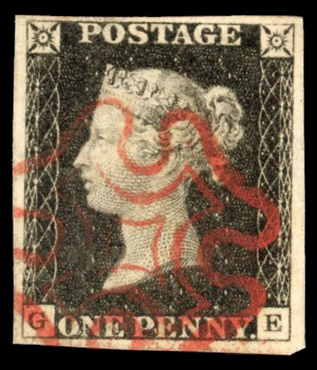 GB 1840 1d black, Pl. 2 (GE), Used, SG 2
