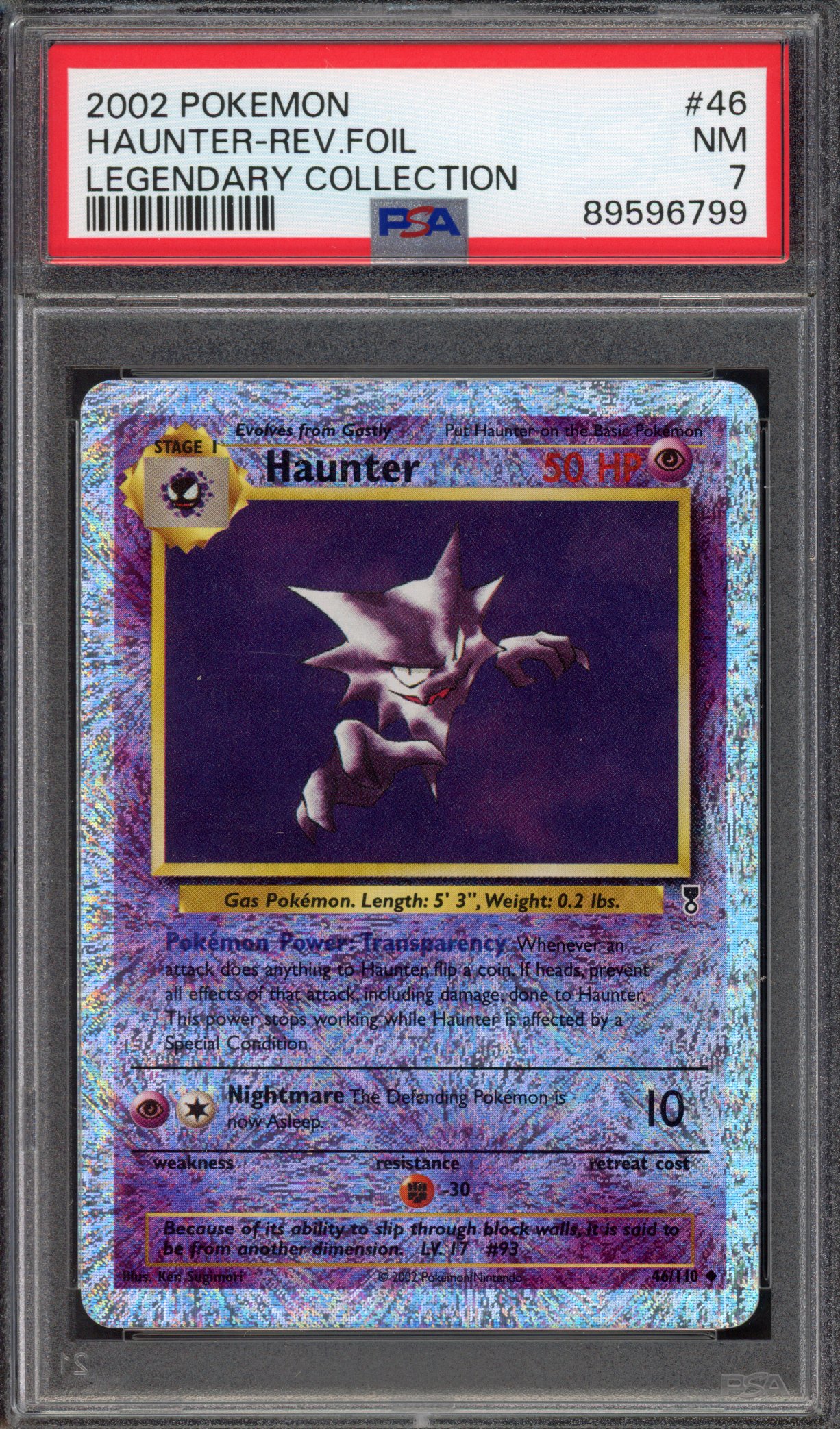 Pokémon TCG PSA 7 Haunter 46 Reverse Foil, Legendary Collection