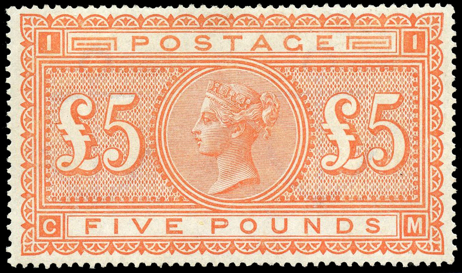 Great Britain £5 orange SG 137 lightly mounted mint. BPA cert.
