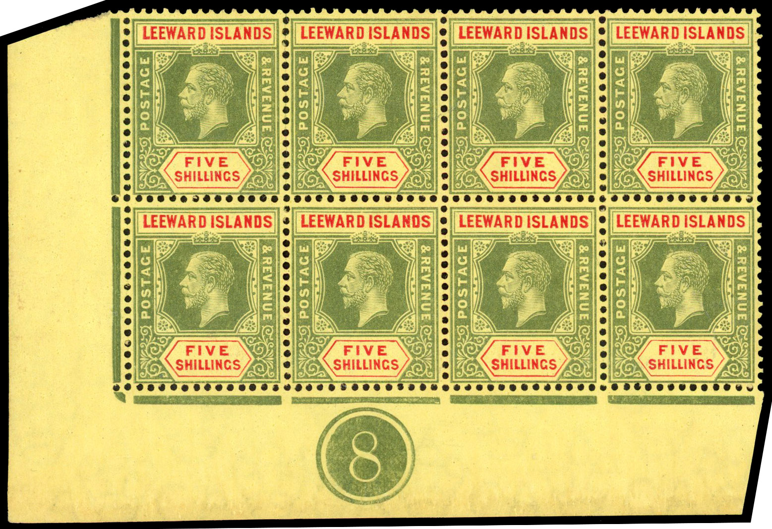 Leeward Islands SG 57c Plate block mint
