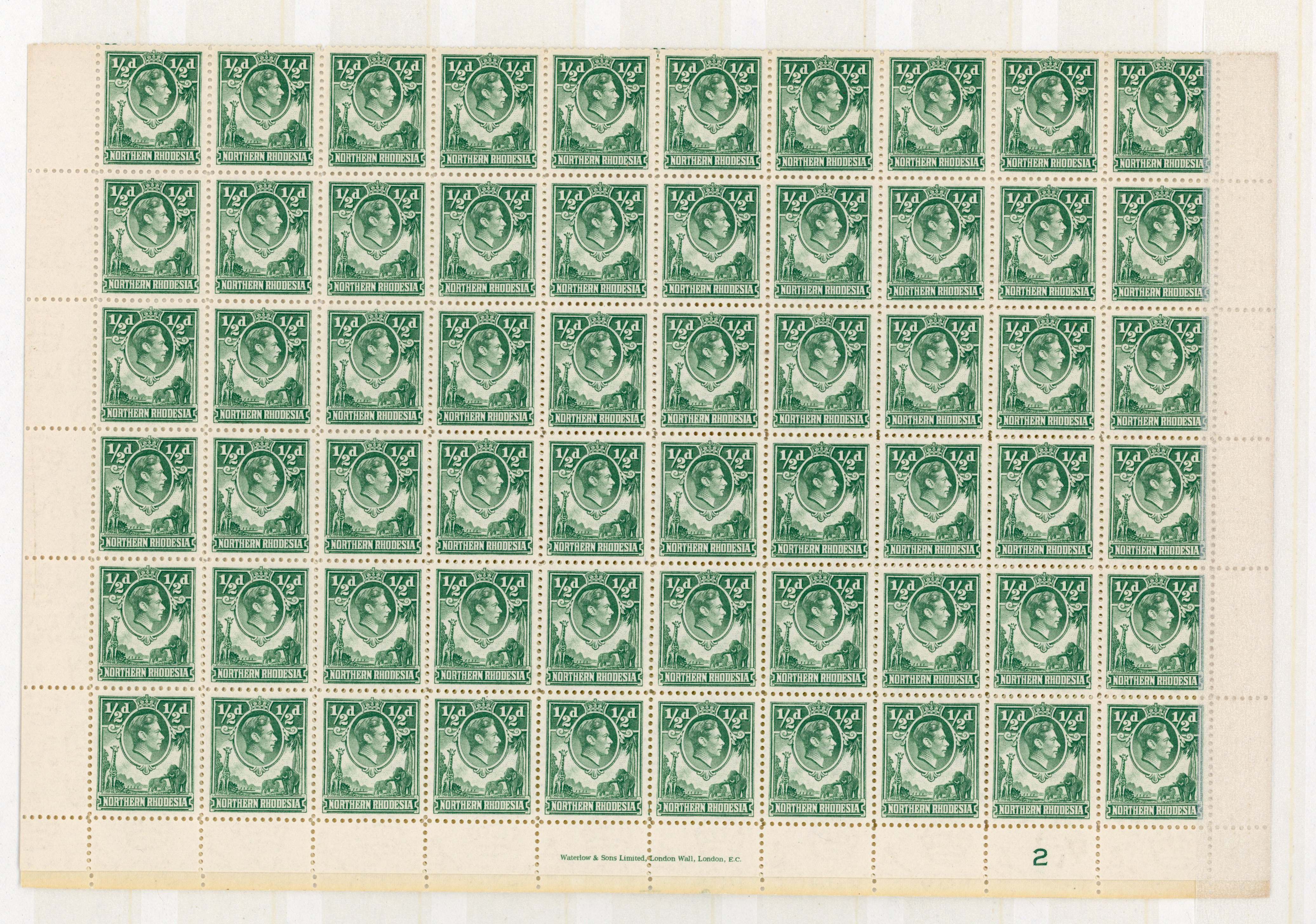 Northern Rhodesia SG 25, b sheet mint