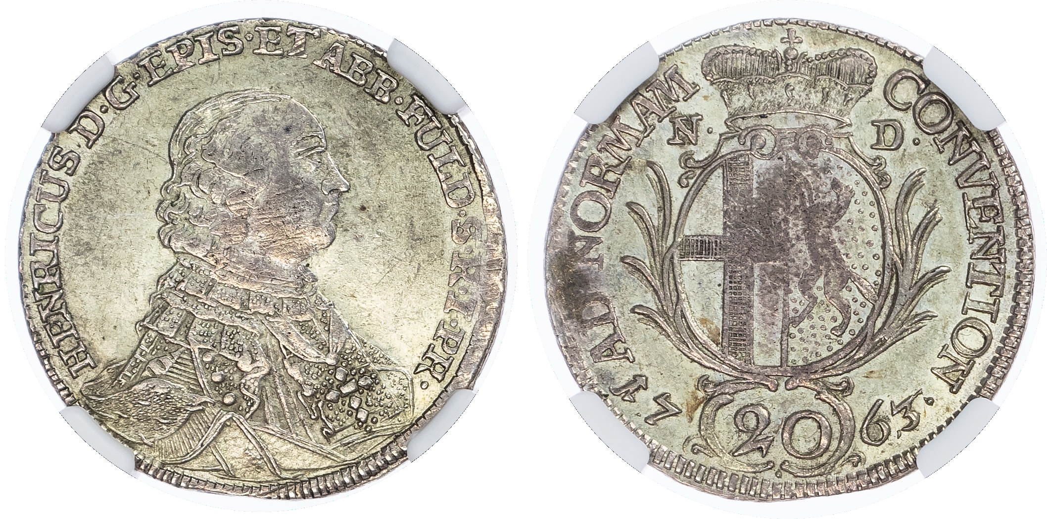 Germany, States, Fulda. Henry of Biba AR 20 Kreuzer. 1763 ND.