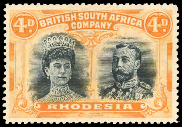 † 4d blue-black and yellow-orange RSC F perf 15, position 11 mint