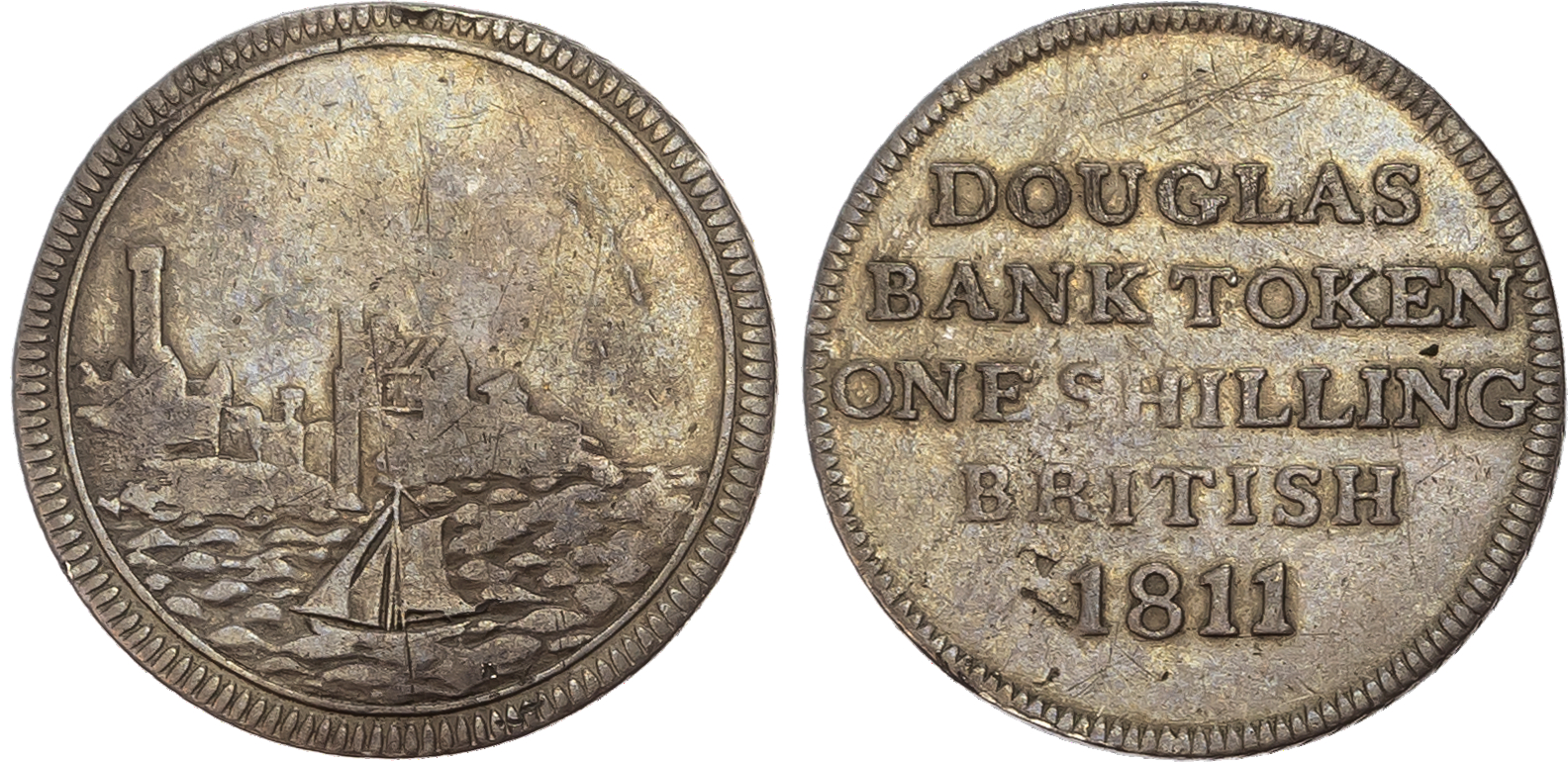 The Channel Islands, The Isle of Man. Douglas Bank, silver shilling, 1811.