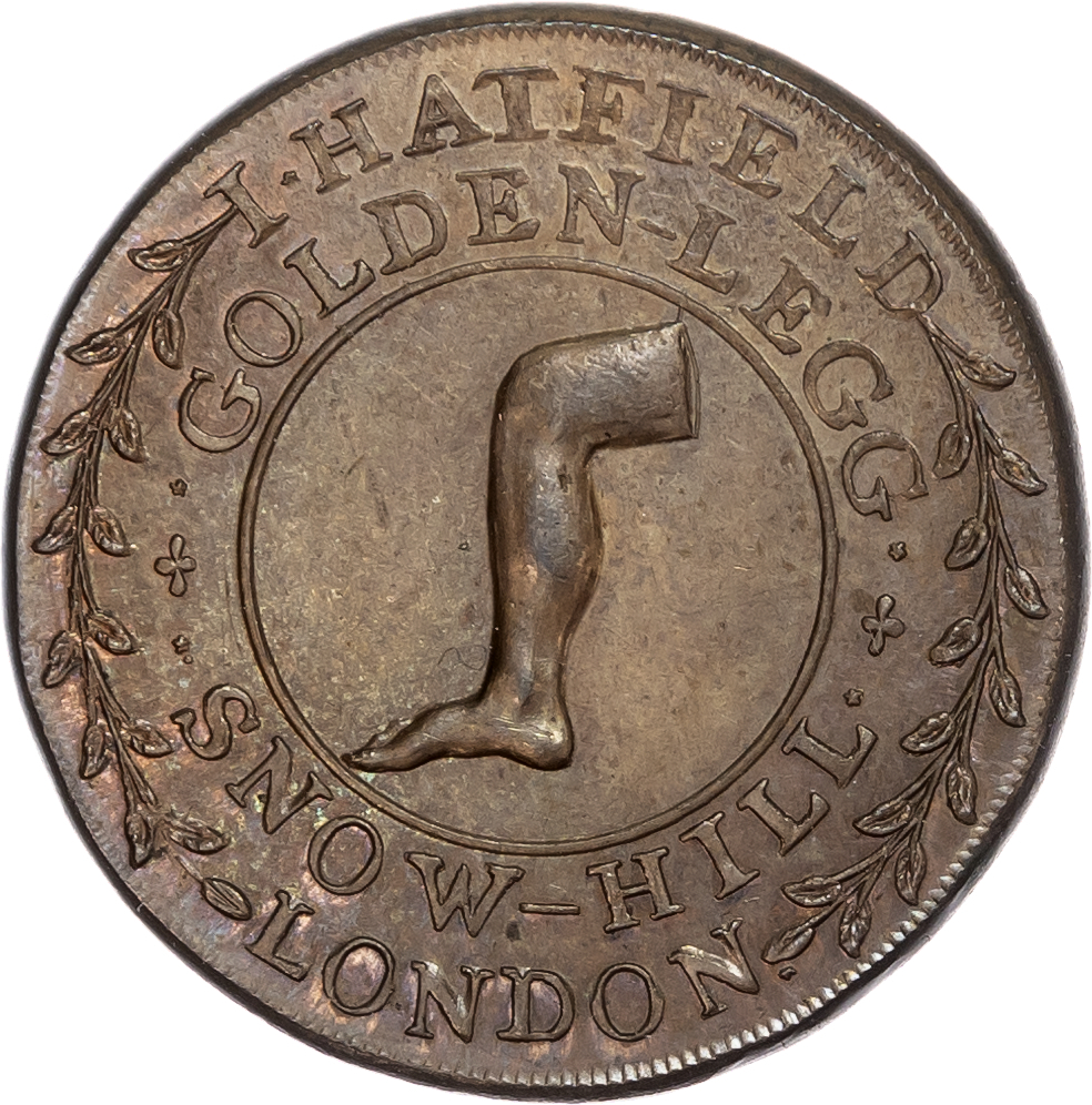 London – Snow Hill, Thomas Hatfield (boot & shoemaker) Halfpenny 1795
