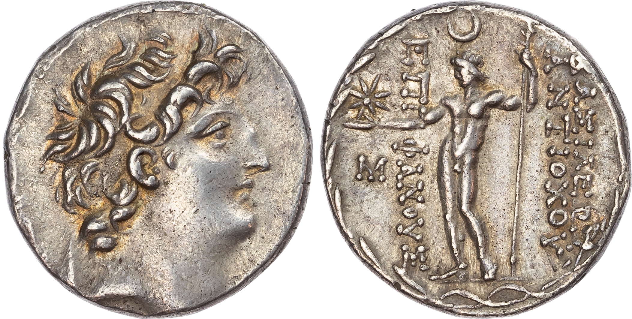 Seleukid Empire, Antiochos VIII Epiphanes Grypos (121/0-97/6 BC) AR Tetradrachm, mint of Ake-Ptolemais, c. 121-113 BC, 