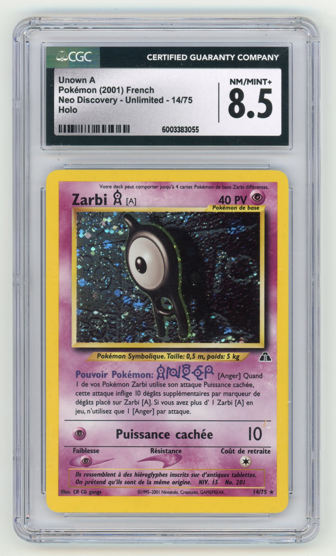 CGC 8.5 Unown (A) #14 Holo French- Neo Discovery