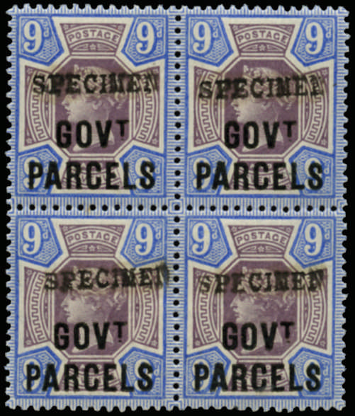 SGO67s 1888 9d Dull purple and blue (Govt. Parcels) "SPECIMEN"