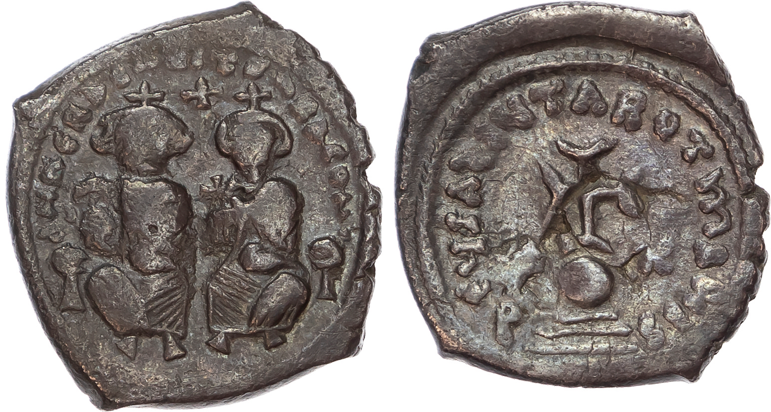 Heraclius, with Heraclius Constantine (AD 610-641) AR Hexagram, mint of Constantinople, AD 615-638, 6.61g. 