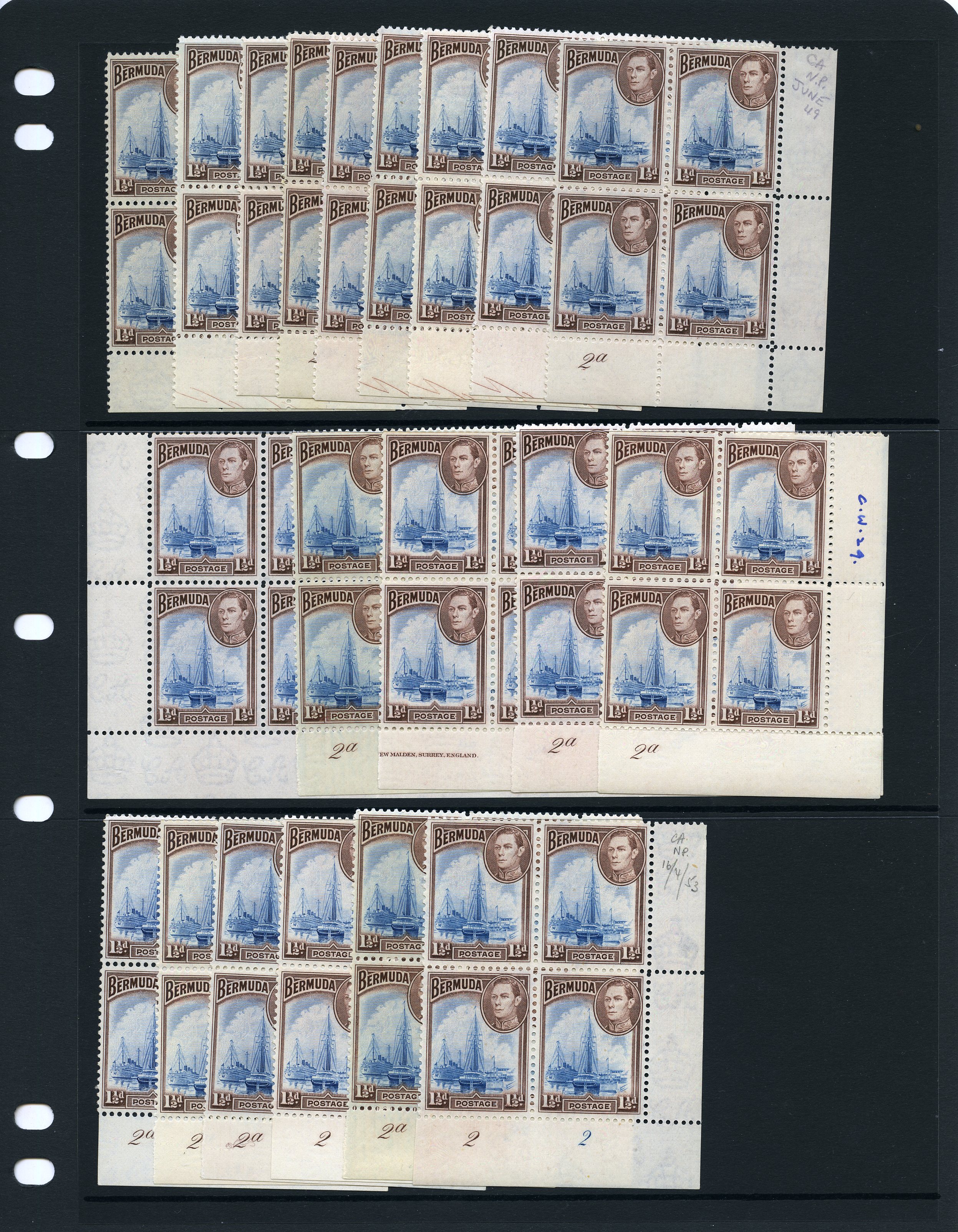 1938-52 1½d mint Plate block...