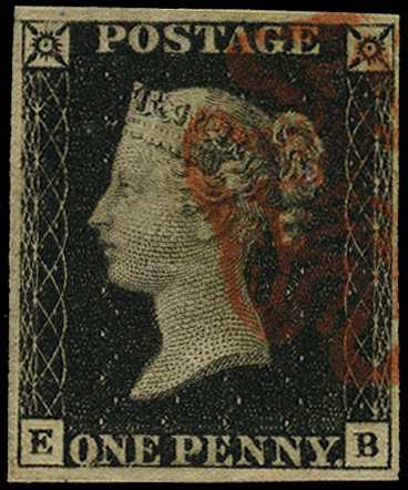 1840 1d black Plate 7 (EB), close to...