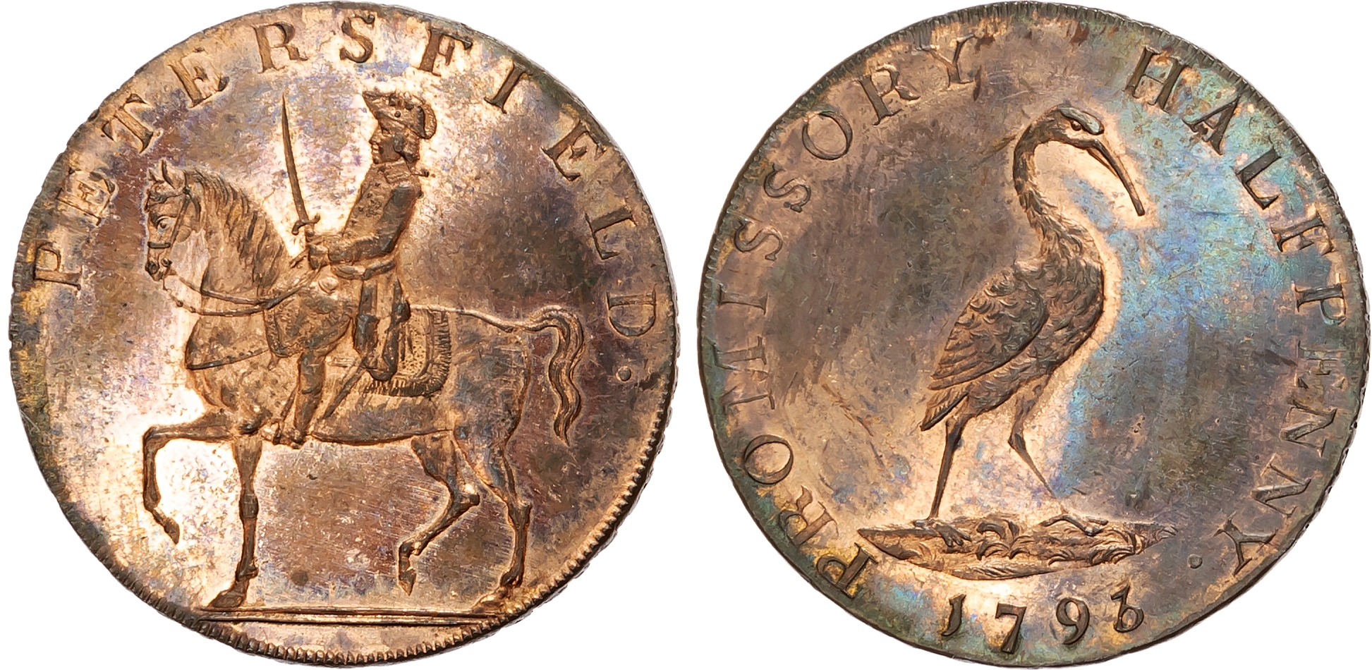 Hants.  Petersfield , Eames, Holland & Andrews (grocer, meal-man and lawyer [promoting the local yeomanry]) Halfpenny 17 …