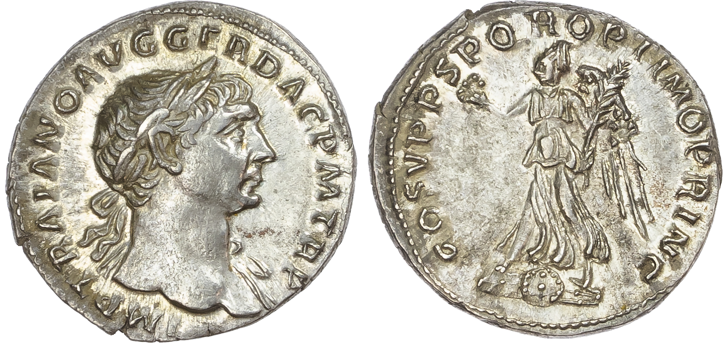Trajan (AD 98-117) AR Denarius, Rome, AD 108-109, 3.45g. 