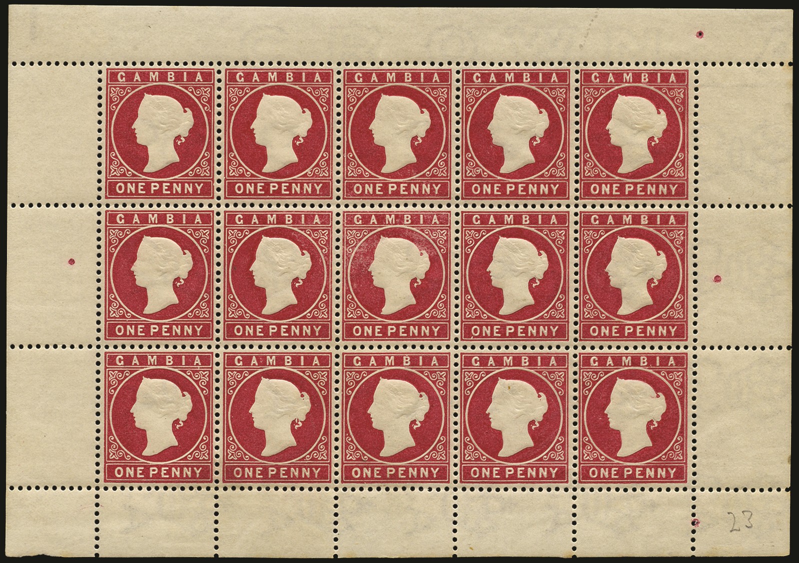 1886-93 1d pale carmine, wmk CA (sideways), complete...