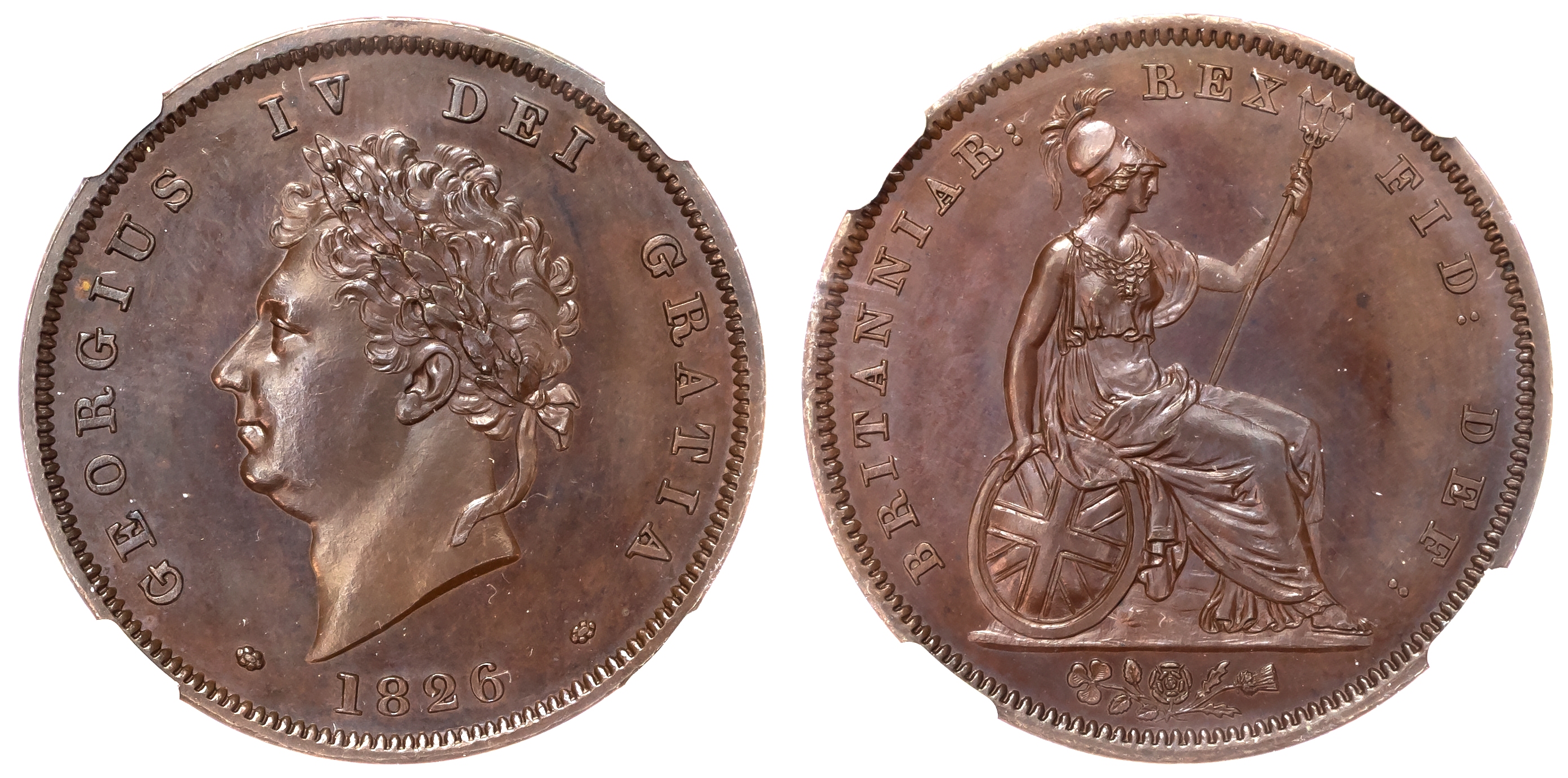 George IV (1820-1830), Proof Penny, 1826, Reverse A, in bronzed copper.