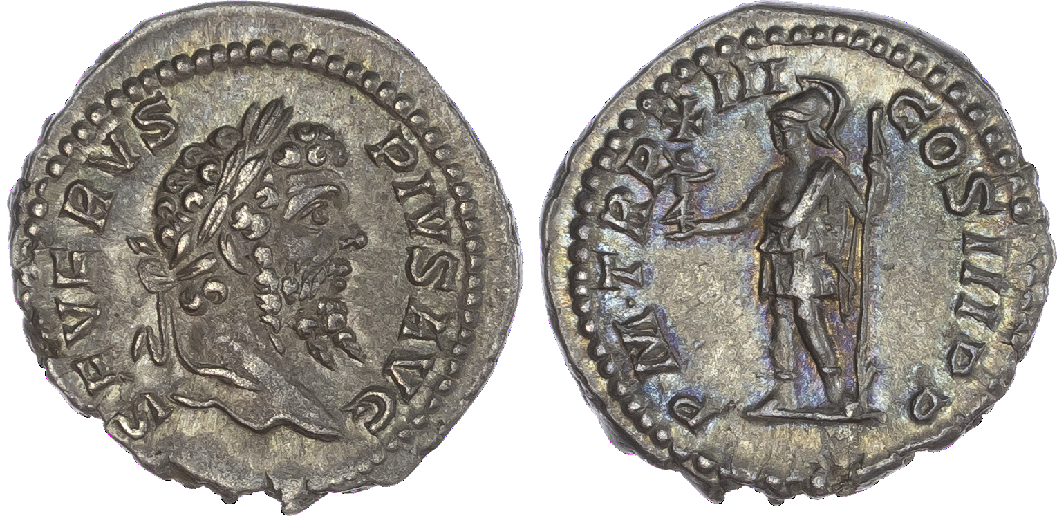 Septimius Severus (AD 193-211) AR Denarius, Rome, AD 205, 3.82g. SEVERVS PIVS AVG, laureate head of Septimius Severus facing