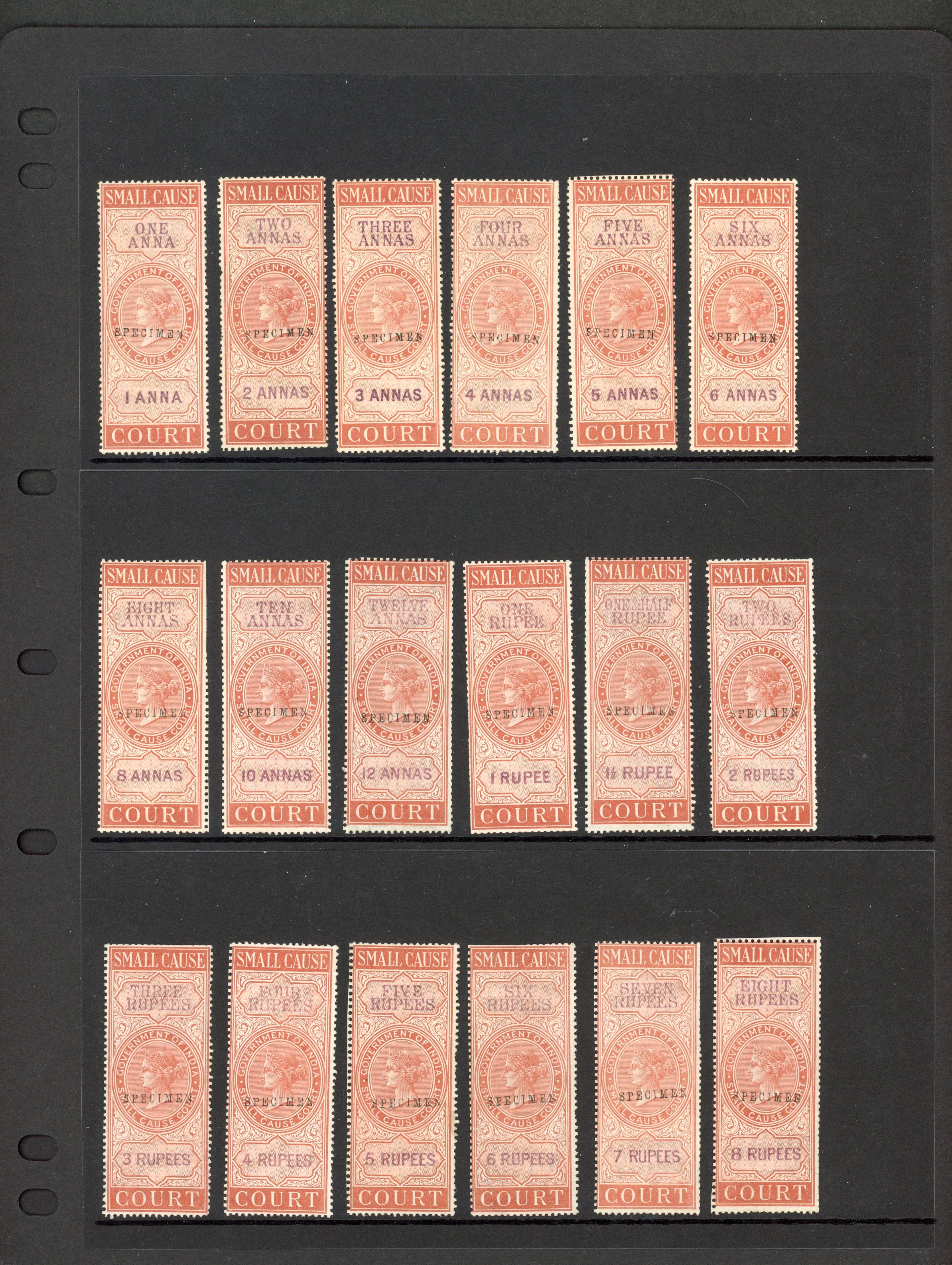 India Small Cause Court 1868 set Specimen