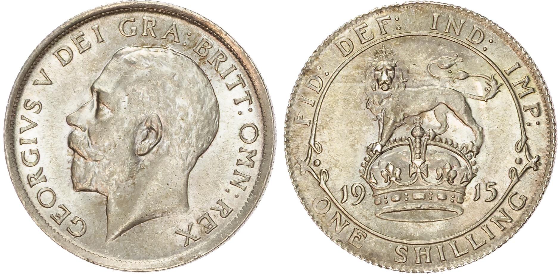 George V (1910‑1936), AR Shilling, First Coinage (1911‑1919), 1915.