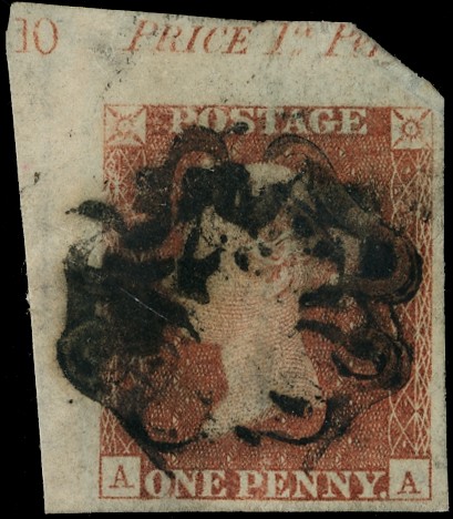 1841 1d Red-brown Pl.10. (Black Plate) Used plate number...