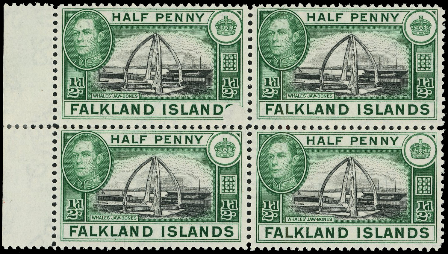 Falkland Islands SG 146 confetti flaw block mint