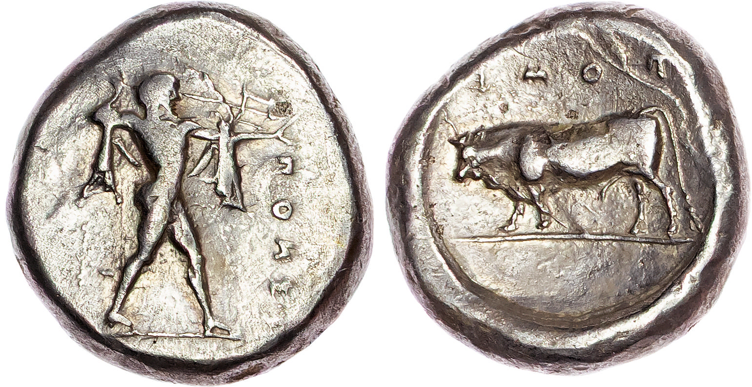 Lucania, Poseidonia (c. 445-420 BC) AR Nomos, 7.62g.