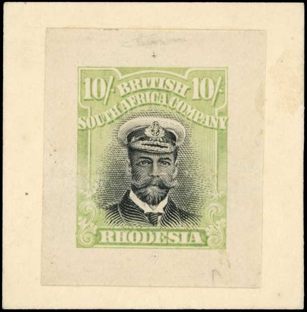 1913 10/- Die Proof in trial colours of black...