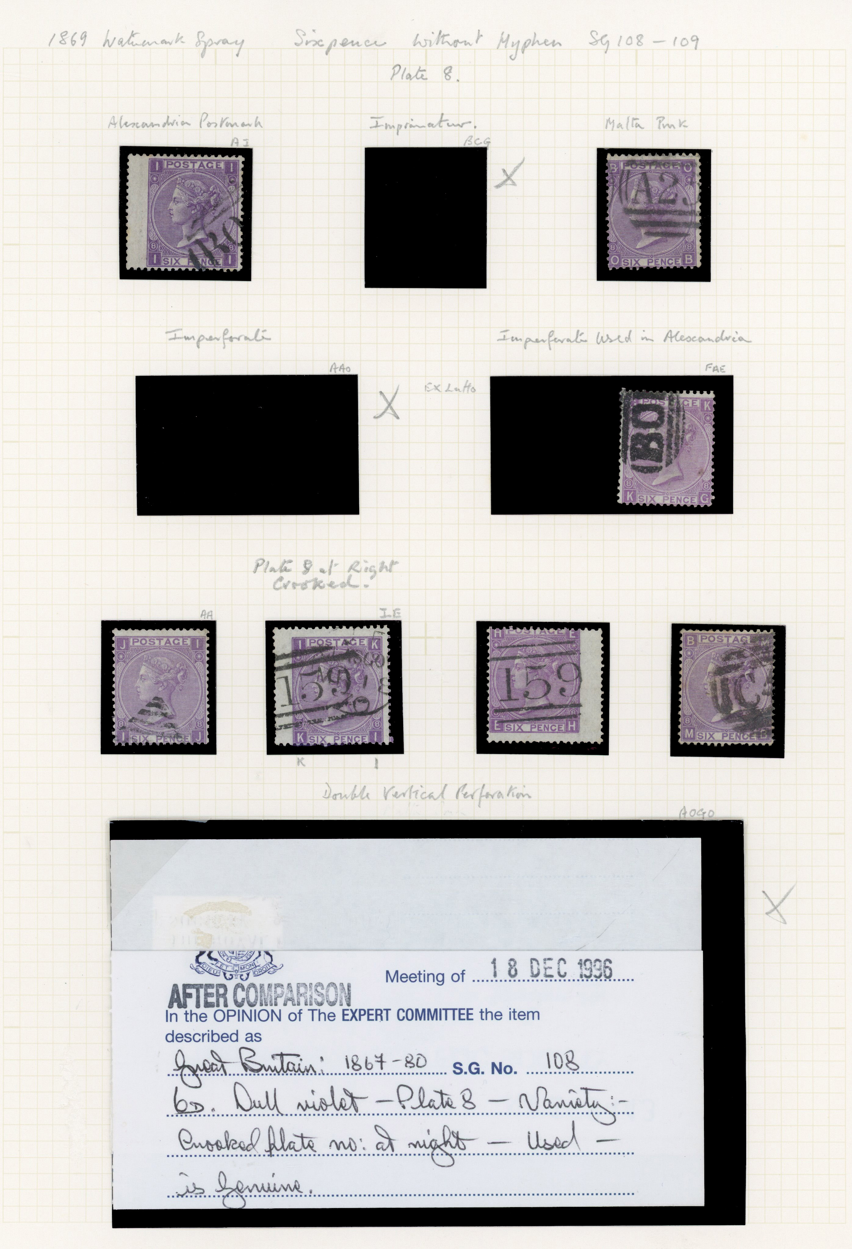 1869 6d Mauve PL.8-9 (SG108/9, Wmk. Spray). A fine group of twelve used examples and two covers