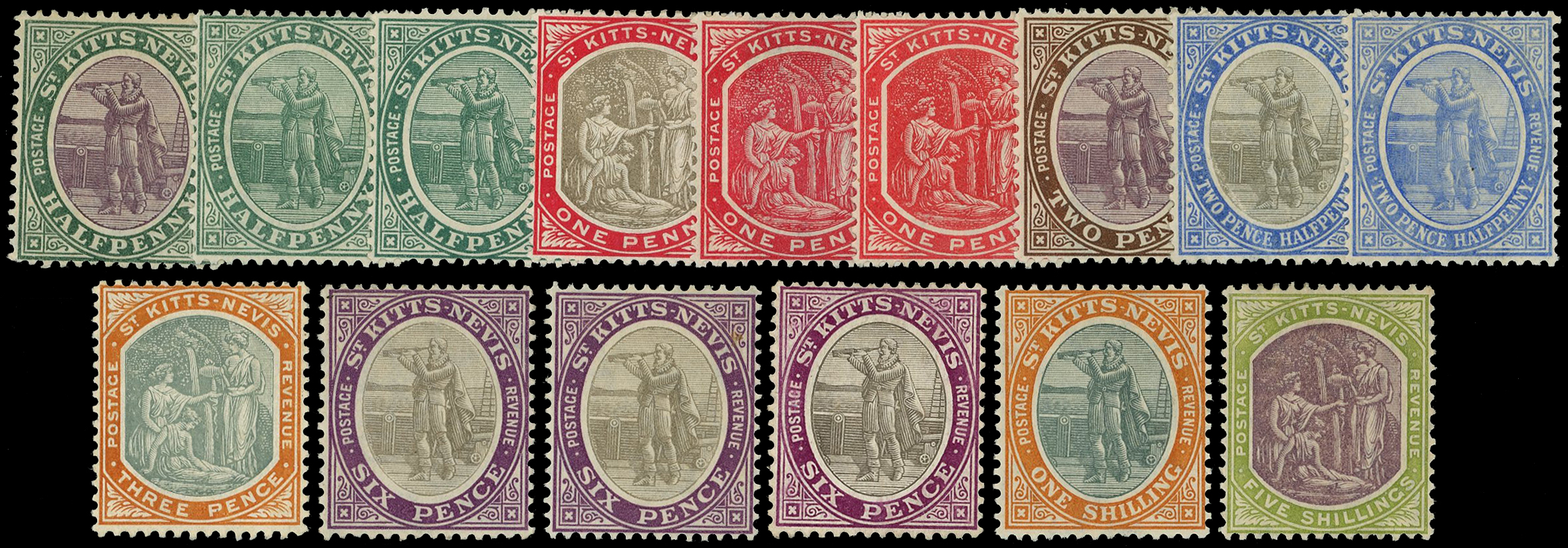 1905-18 set of eleven with a couple of extra shades, o.g., mostly good.  SG 11-21,...