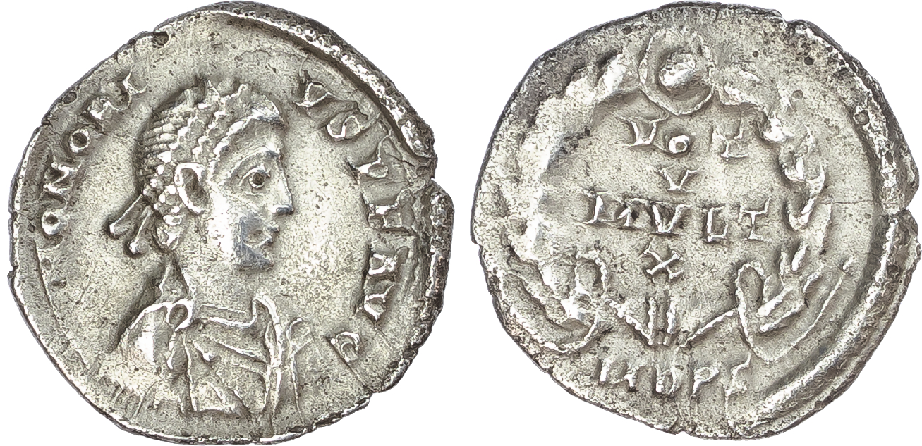 Honorius (AD 393-423) AR Siliqua, Milan, AD 395-402, 1.51g.
