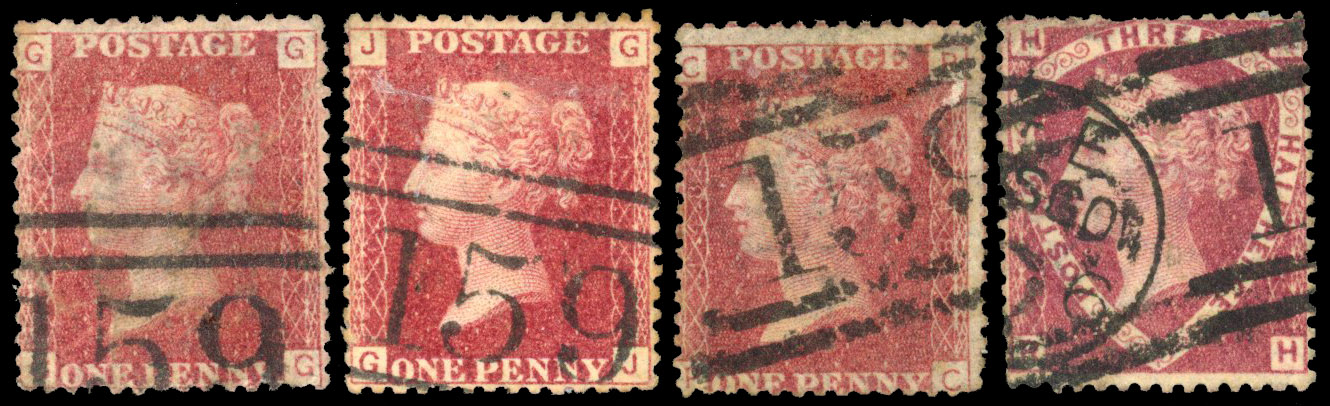 1864 A. & S. Henry & Co. Glasgow unofficial underprints. four used examples