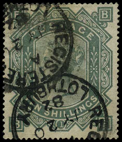 1867-83 10s greenish grey plate 1 (BF)...