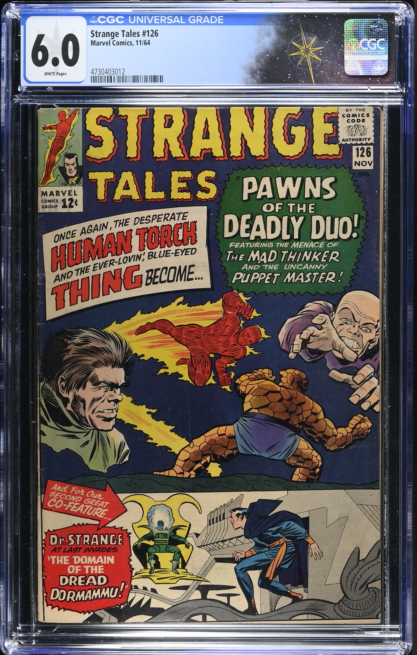 Strange Tales #126 CGC 6.0 1st Appearance of Clea and Dormammu (Marvel Comics, 1964) White Pages