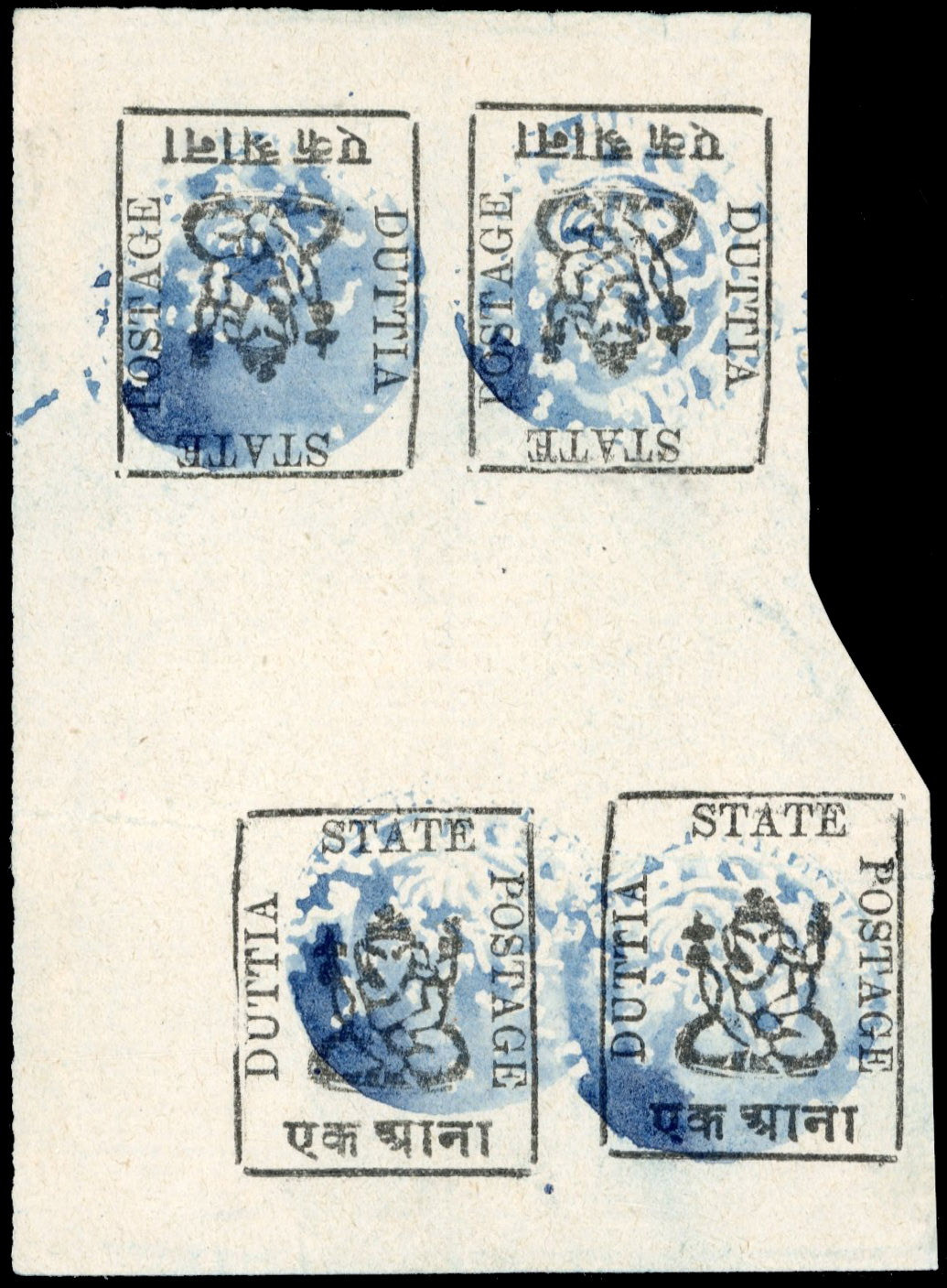 I.F.S. Duttia SG 9ba tête-bêche in block of four unused