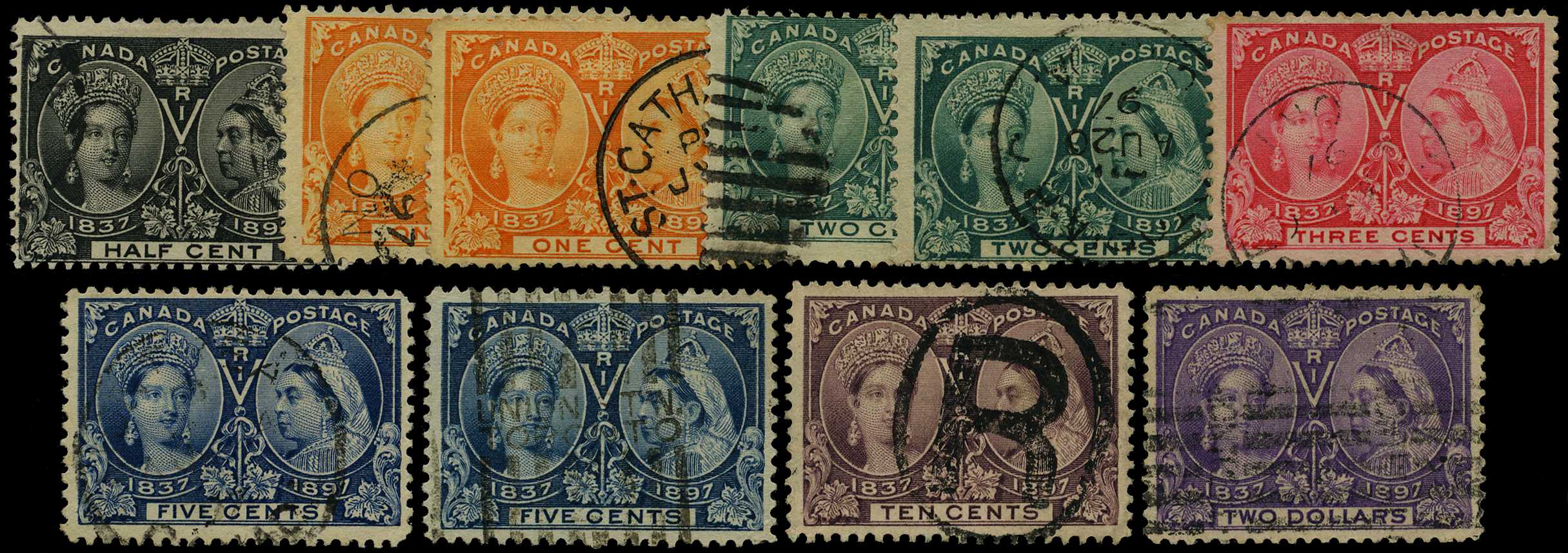 1897 Jubilee ½c to 5c, 10c, $2...