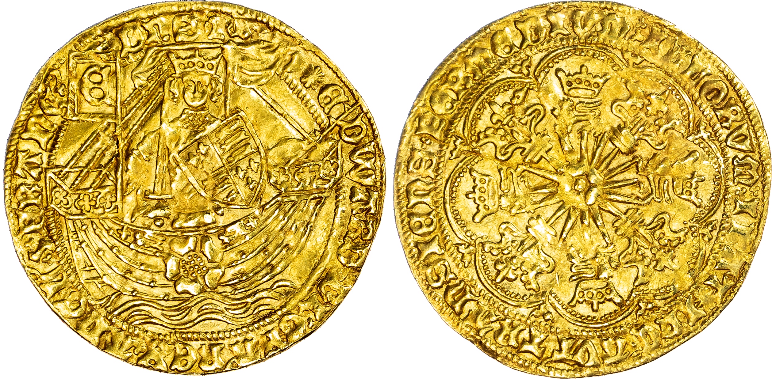 Edward IV (1461-1470), First reign, Ryal or Rose-noble of ten shillings, light coinage (1464-70).