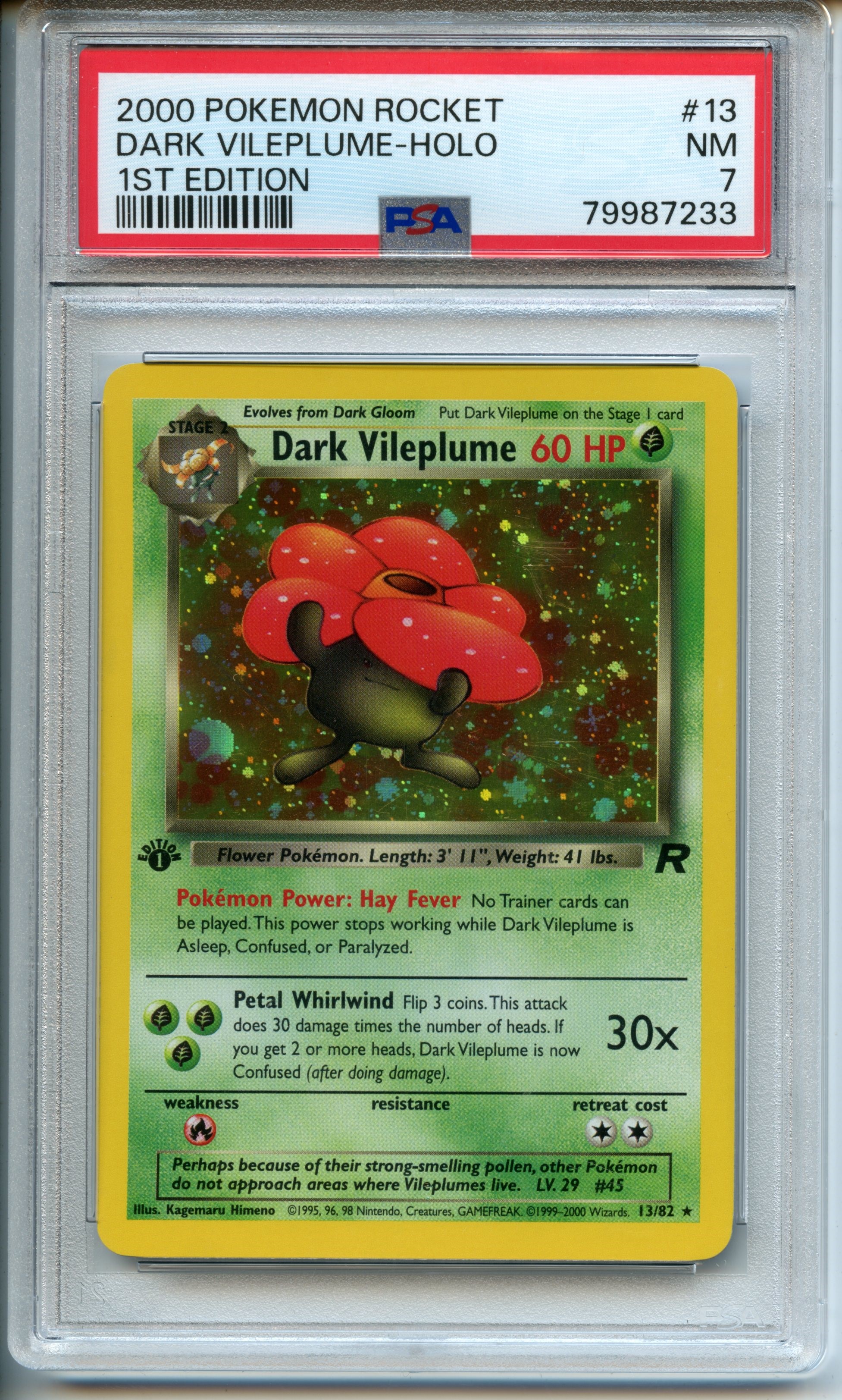 Pokemon TCG  - Dark Vileplume HOLO - 1st Edition Rocket  - PSA 7