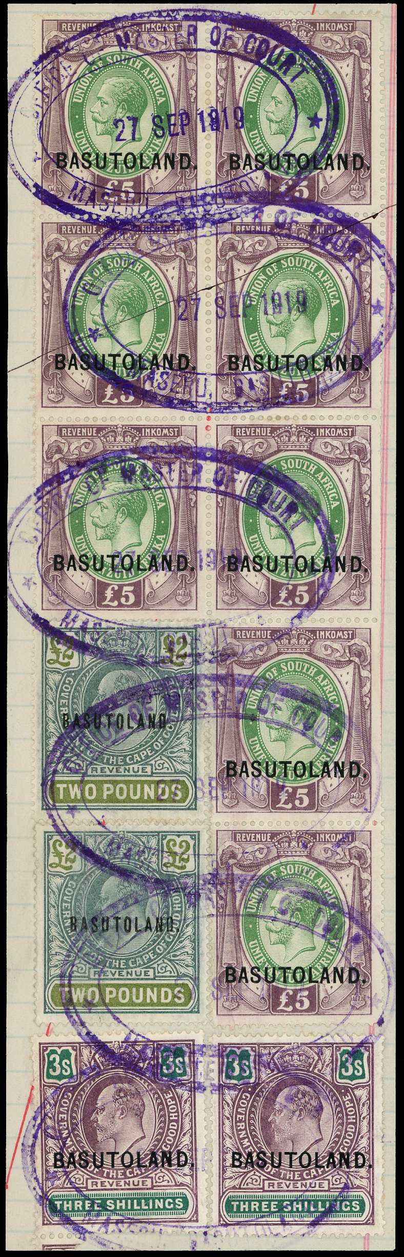 Basutoland 1919 Document piece