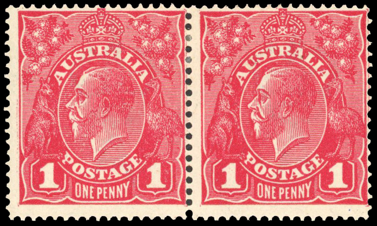 Australia SG 47 1916-18 1d rosine die II and die I se-tenant mint