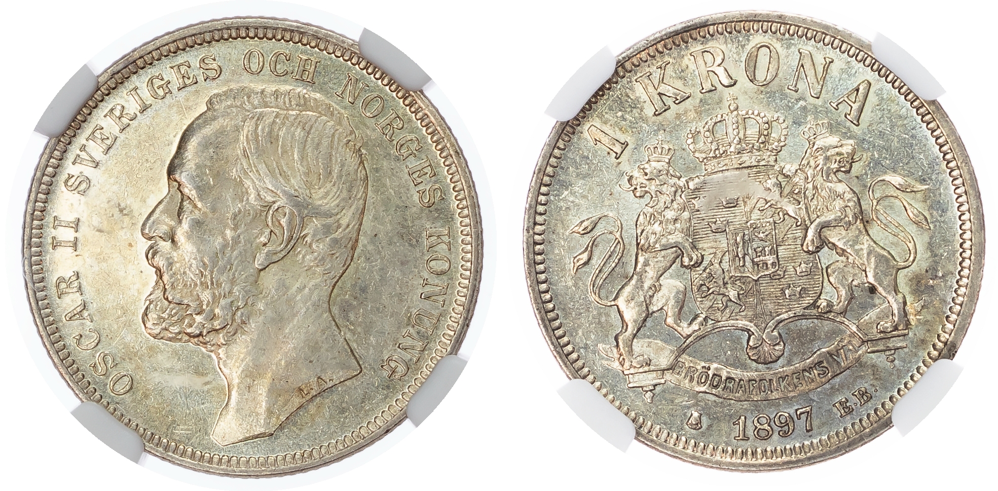 Sweden, Kingdom. Oscar II AR Krona. Stockholm mint, 1897EB. 