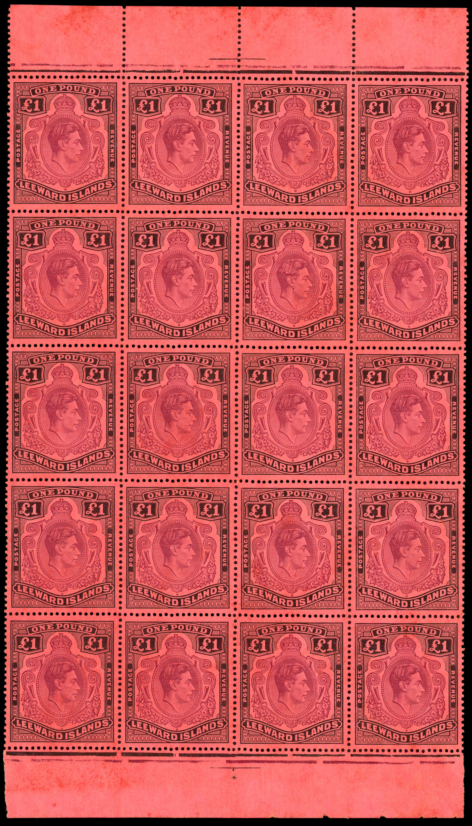 Leeward Islands SG 114a, af block mint